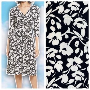 NWT ELIZA J Floral Wrap Front Midi Dress Graphic Floral Professional Career Goth
